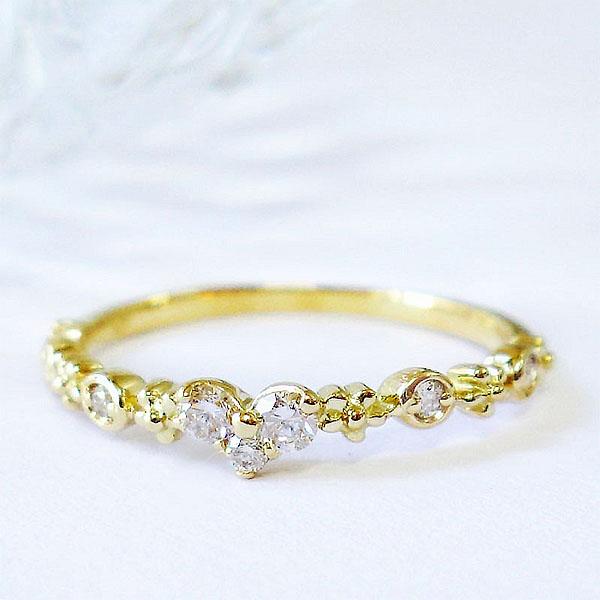 k18 ダイヤモンド 0.11ct リング K18 フラワー 花 ハート 誕生石 指輪 