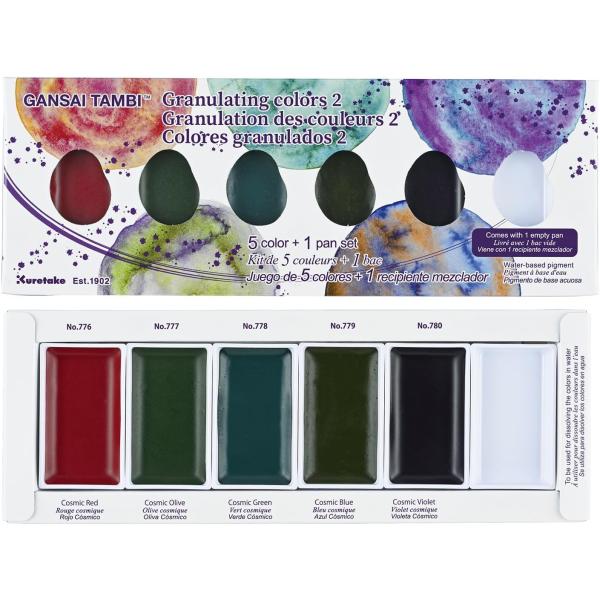 呉竹 絵具 顔彩耽美 グラニュレーティングカラーズ2 色分離効果 5色 MC20GN2/5V　【全国送料無料】　郵便受けにお届け