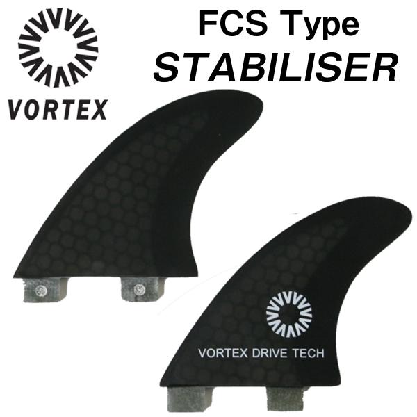 VORTEX フィン スタビライザー FCS対応 スタビ ハニカムコア ロングボード 2枚セット マット ブラック 黒 サーフィン サーフボード 初心者 ビギナー