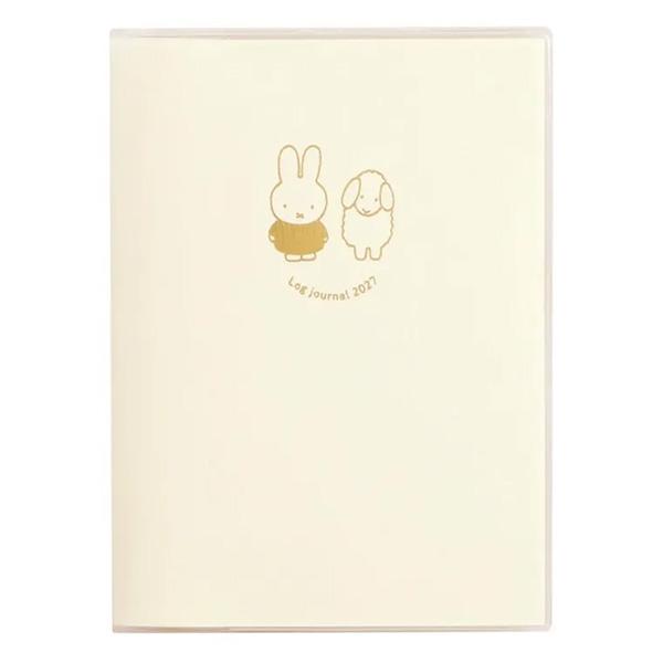 【メール便OK】  クツワ 2027年スケジュール帳 MIFFY ミッフィー ログジャーナル A6週間 [ひつじホワイト] 2026年12月〜2028年3月 透明ビニールケース DF001B