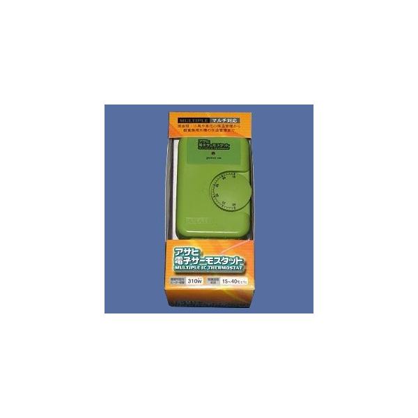 　電子式の空中・水中サーモスタットです。設定温度より低くなると点灯させ、高くなると消灯し、一定の温度を保たせます。せまい温室内で、過暖房の恐れがある時に使用すると安心です。　50・60HZ共用／接続ヒーター合計310W以下／設定温度15〜40℃