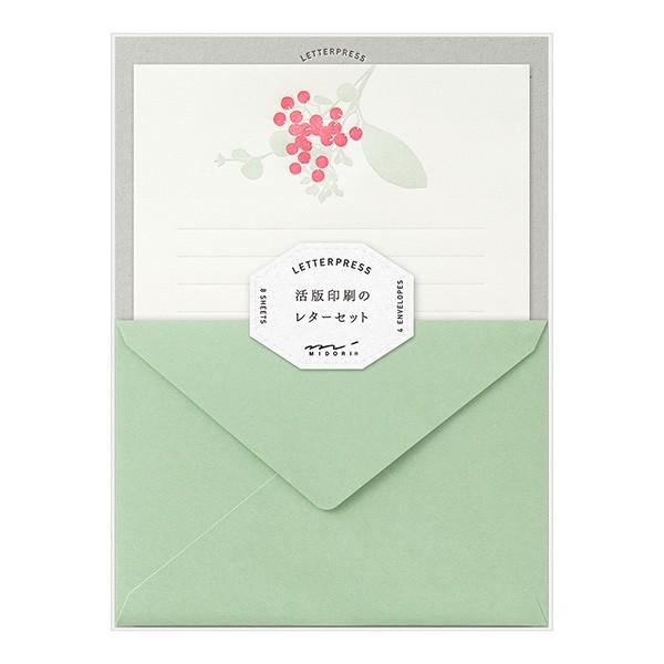 ミドリ レターセット 活版 ブーケ柄 赤 おしゃれで大人っぽい 上品で上質な活版印刷のレターセット Midori デザインフィル ぶんぐる 通販 Yahoo ショッピング