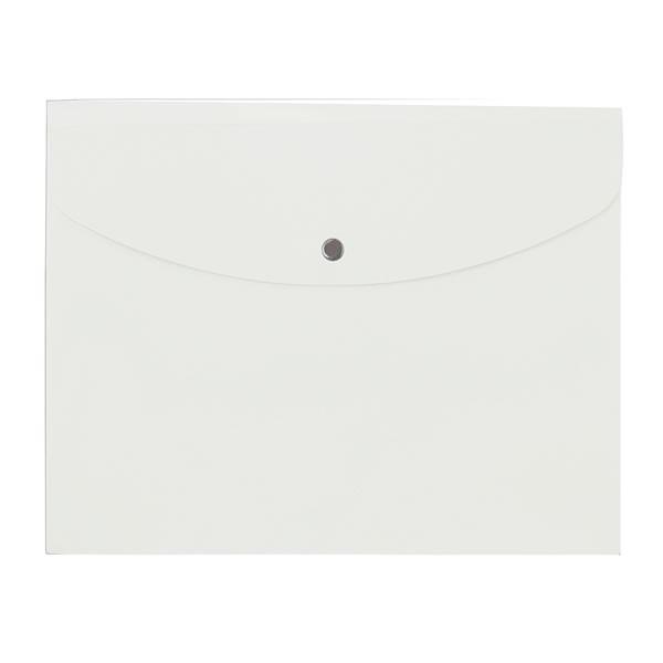 プラス／ポケット付きエンベロープ・マチ付き（FL-121CH・88-573）　ホワイト　ヨコ型　1枚入り　マチ30mm　使い分けできる透明ポケット／PLUS