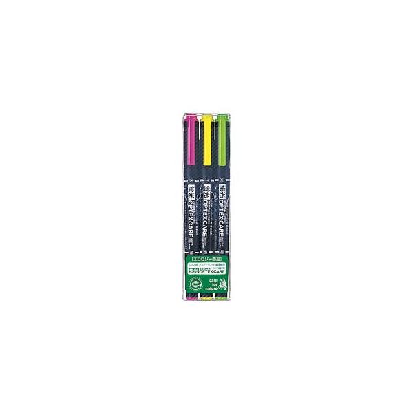 3本シース！ゼブラ　蛍光オプテックス ケア　WKCR1-3C【蛍光ペン】OPTEX 1本で太細両用