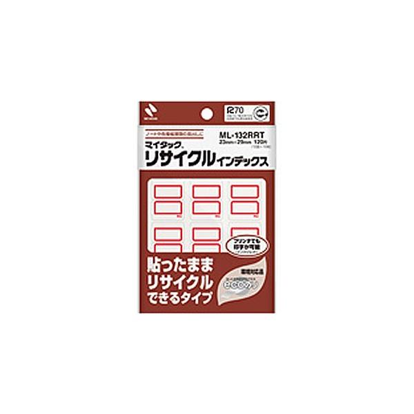 ニチバン／マイタック  リサイクルインデックス 粘着ラベル 赤枠　12片×10シート入（ML-132RRT）少量使用や社内での配布に最適 NICHIBAN