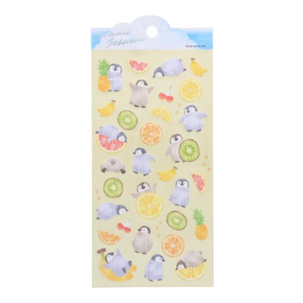 マインドウェイブ サマーセレクション フルーツとペンギン かわいい シール デコレーション ノート 手帳 オシャレ レトロ