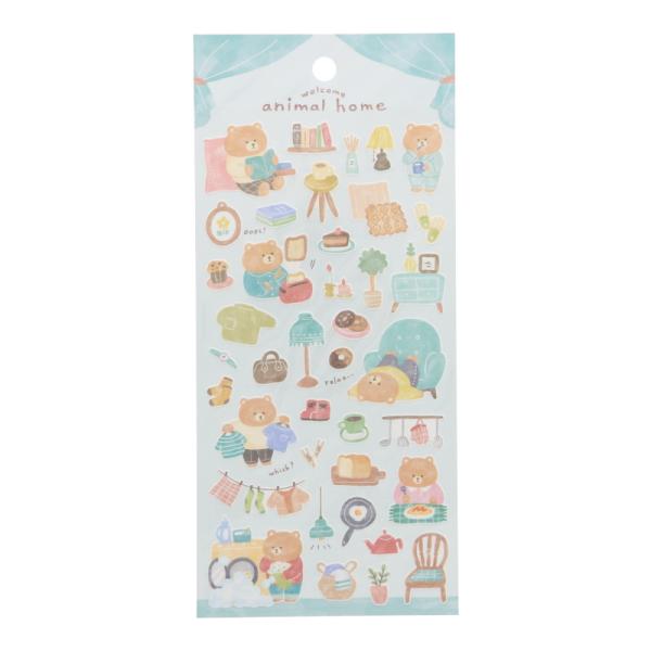 マインドウェイブ アニマルホーム ステッカー クマ かわいい シール デコレーション ノート 手帳 オシャレ レトロ