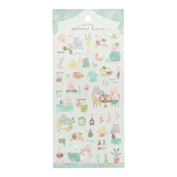 マインドウェイブ アニマルホーム ステッカー ウサギ かわいい シール デコレーション ノート 手帳 オシャレ レトロ