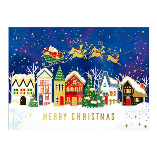 地球グリーティング 洋風 クリスマスカード 箔加工 かわいい メッセージカード