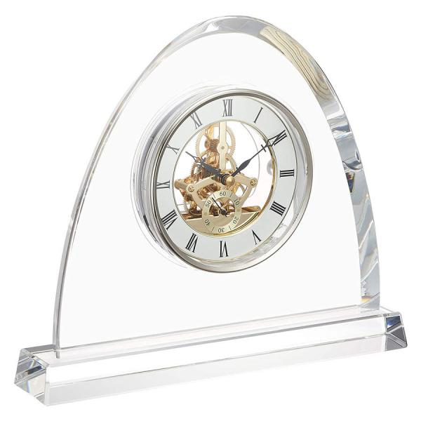 オンリーワンギフト 最高級 名入れ 電波時計 置時計 クリスタルの輝きと透明感 光を屈折させる重量感 グラスワークス 電波時計 マクロス 記念品