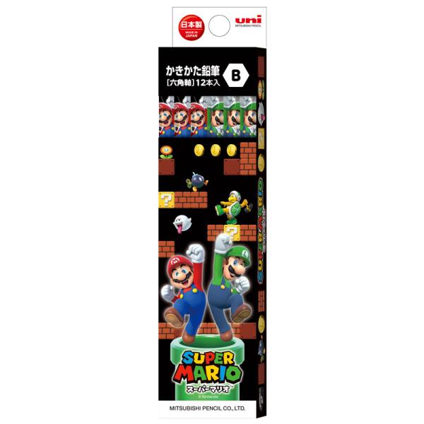三菱鉛筆 スーパーマリオ 六角鉛筆 B ダース 2024年 新入学 名入れ無料
