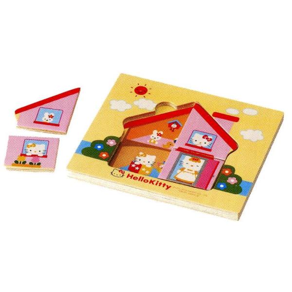 ★こどもの遊びに★ ハローキティが加わった楽しい木製のパズルです。ピースを取ると、その下には別の絵が出てきます。夢に溢れた木製インテリア玩具で、ギフトにも最適です。※木製のため、写真と色が若干異なる場合がございます。●サイズ：15×13×1...