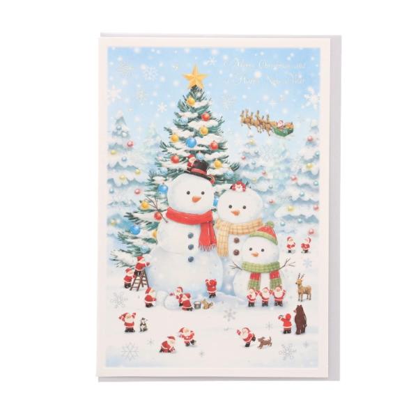 グリーティングライフ ミニサンタカード 雪だるま カワイイ、キレイなクリスマスカード プレゼント メッセージカード