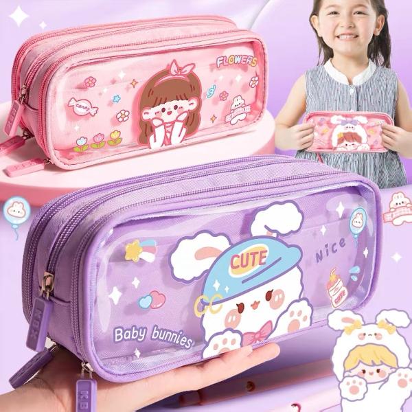 筆箱 小学校 女子 レディースポーチ おしゃれ ペンケース 可愛い シンプル 韓国 中学 高校 大人 大学生 TPU素材 男子 大学生 小学生