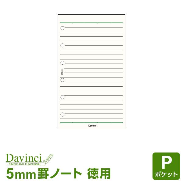 「ダヴィンチ」システム手帳用リフィル＆アクセサリーです。使いやすい5.0mm罫の横罫ノートタイプのリフィルです。お得な100枚入パックです。・5mm罫ノート・いろいろなセクションで利用できます・100枚入り・Refill Stockerアプ...