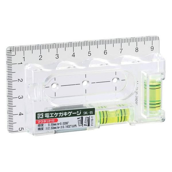 【商品説明】●スイッチボックス取付枠に吸着できるマグネット付です。●気泡管が暗い場所で発光する蓄光テープ付です。●携帯に便利なストラップ取付穴付です。●波型持ち手で安定感抜群です。【仕様】【材質】●本体：アクリル【仕様】●気泡管種類：４本線...