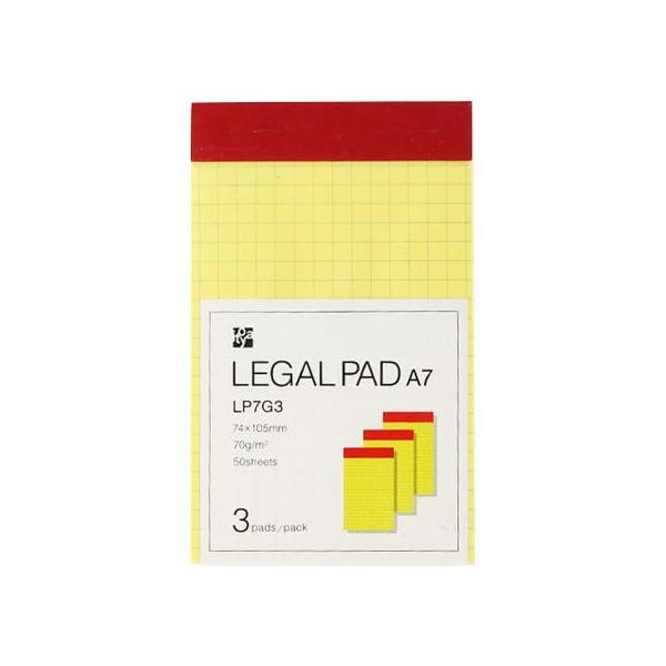 伊東屋タイムバリュー リーガルパッド A7 方眼 イエロー 3冊 LP7G3
