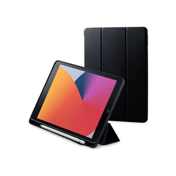 エレコム iPad 10.2インチ(2019 2020年モデル対応) レザーケース 手帳型 2アングル Apple Pencil収納 スリープ対応 ブラック┃TBWA19RWVSABK