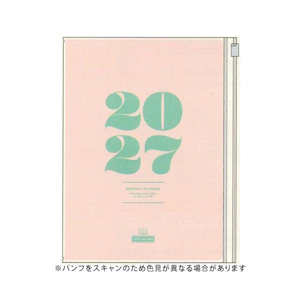 ☆リュリュ 2026年版手帳 A5 マンスリー スケジュール帳  月曜始まり ジッパー付カバー ピンク RYU-RYU DS2703