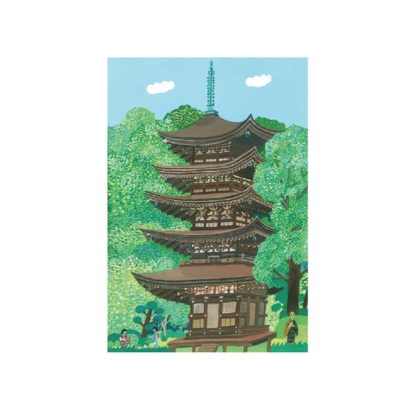 京都・奈良　寺院のポストカード 16点セット 文具のある暮らしオリジナル ポストカード 沖野愛 山口県 国宝 瑠璃光