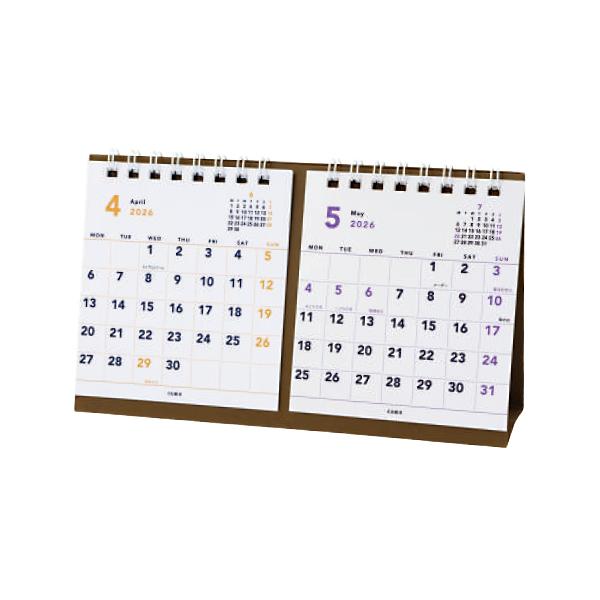 エムプラン 2026年4月始まりカレンダー ベーシック プチ卓上2ヶ月 月曜始まり  M-PLAN 205923