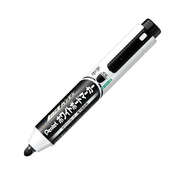 【まとめ買い3本セット】　ぺんてる ノック式ハンディ ホワイトボードマーカー 中字丸芯 黒 MWXN5M-A