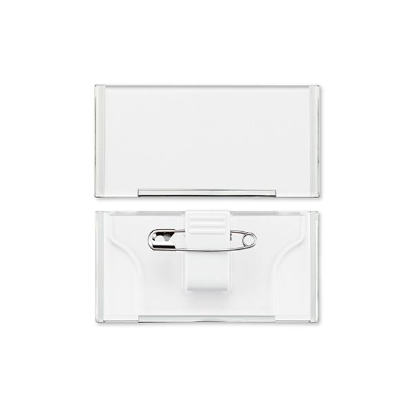 取付/クリップ　安全ピンケース外寸/W65×H33ｍｍ中紙寸法/W59×H30ｍｍ中紙付材質/再生アクリル樹脂