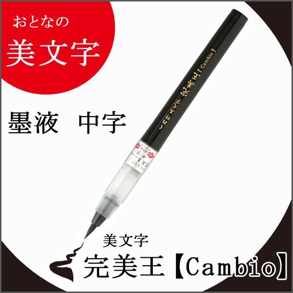 くれ竹美文字 《中字》 完美王Cambio黒インク 筆ペン カラフル 筆 慶弔