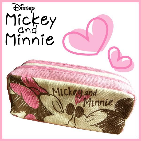 ディズニー ソフトペンケース 《ミッキー ＆ ミニー》 筆箱 化粧ポーチ