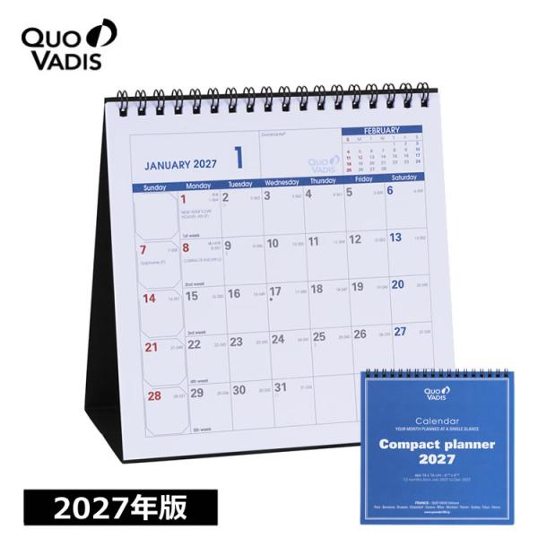予約 9月中旬〜下旬入荷予定 2027年 カレンダー クオバディス QUOVADIS コンパクトプランナー 卓上カレンダー デスクタイプ（16x16cm）