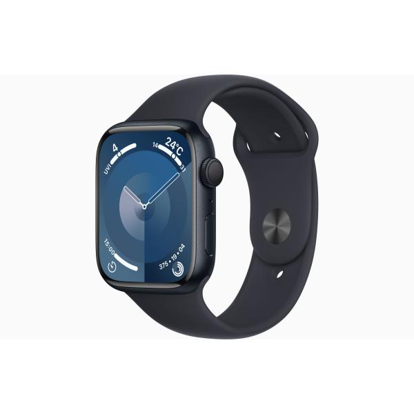【新品】Apple Watch Series 9(GPSモデル)45mmミッドナイトアルミニウムケースとミッドナイトスポーツバンド - S/M [MR993J/A]※注意事項を必読上ご購入下さい