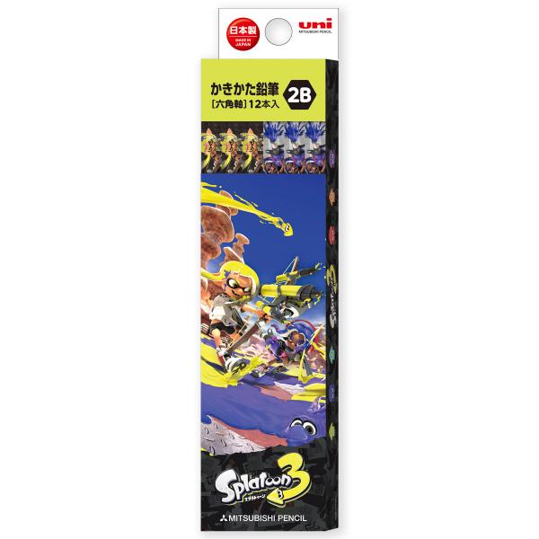 三菱鉛筆　K56412B　スプラトゥーンS3＜Splatoon3＞　紙箱鉛筆　2B　12本入り　六角軸