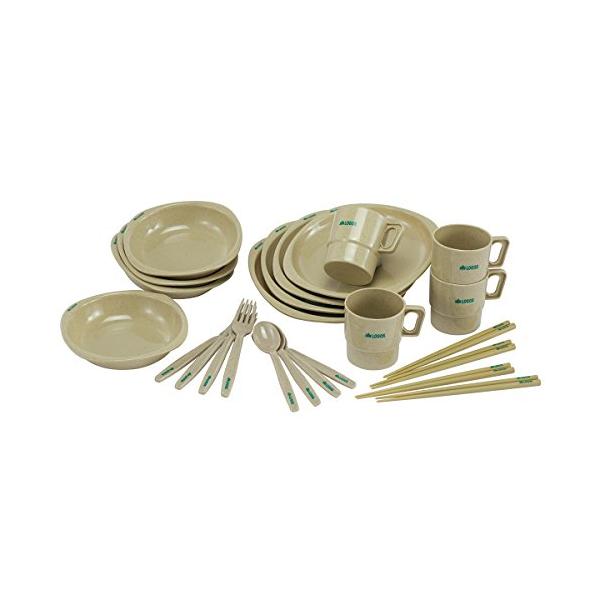 ロゴスLOGOS食器 箸付きディナーセット4人用 収納袋付き