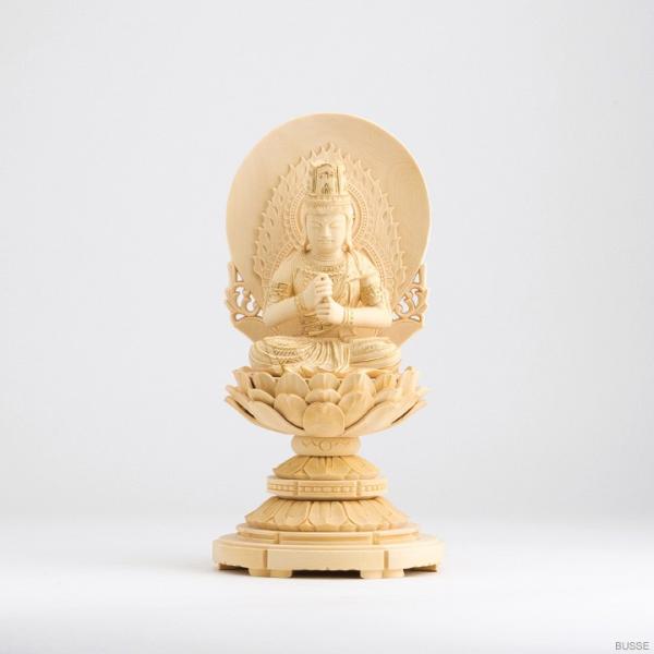 在庫限り】仏像 大日如来 座像 柘植製 丸座 2寸 金泥書 真言宗