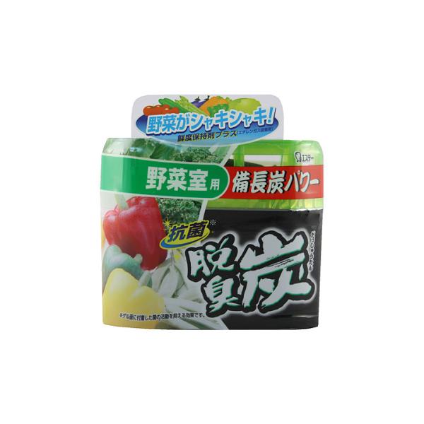 備長炭パワーで強力脱臭。野菜を劣化させるエチレンガスも吸着します。ゼリー状の炭が小さくなるから、交換時期がすぐに分かります。