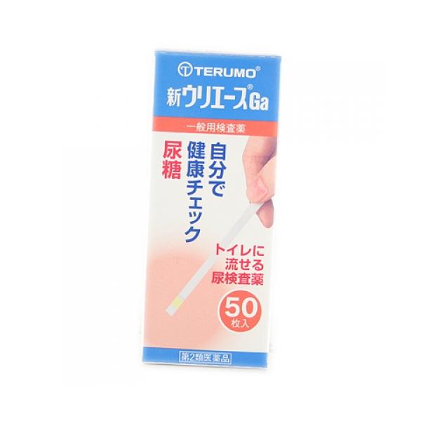 尿中の糖を検出する試験紙です。試験紙に尿を約1秒間かけるか、またはコップに尿をとって試験紙をつけるだけです。