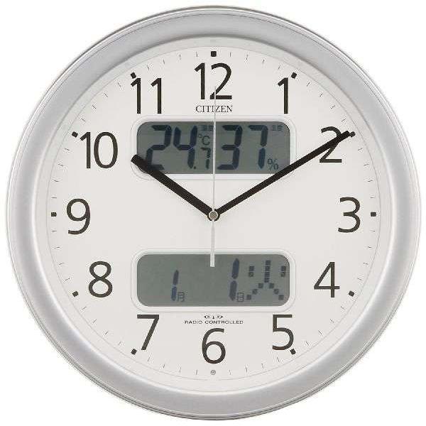 掛け時計 壁掛け時計 電波時計 シチズン リズム時計 高精度温湿度計 警告音 カレンダー表示機能 インフォームナビＦ 4FY618-019  CITIZEN RHYTHM