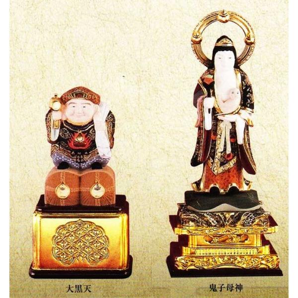仏像 日蓮宗 両脇 大黒天 鬼子母神 極上彩色 : 仏壇職人 関工作