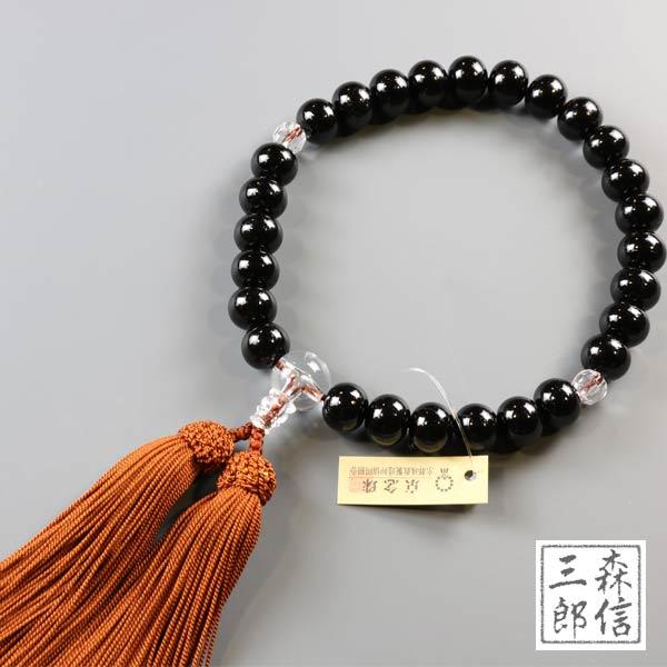 【メール便OK】男性用 数珠 黒檀 27玉Pハリ仕立 正絹房 (房色・茶) 主玉の【黒檀】は日本で製造された木玉を使用親玉、二天にはアクリルの玉を使っており、価格帯もお手頃です商品詳細主玉 　黒檀 約10mm×27個　親玉 　アクリル ×1...