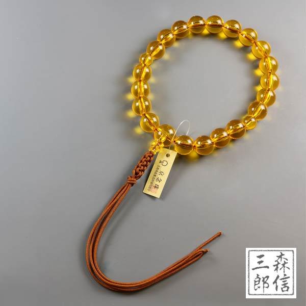 数珠 浄土真宗 男性用 数珠 新コハク 20玉 (イミテーション) プラスチック製品 (房色・茶)本式数珠 正式 (京念珠 念誦 門徒 子供用 練習用 安い 格安 激安)