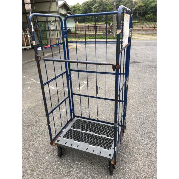 中古品】床板樹脂カゴ台車 800×600×1700㎜ K069