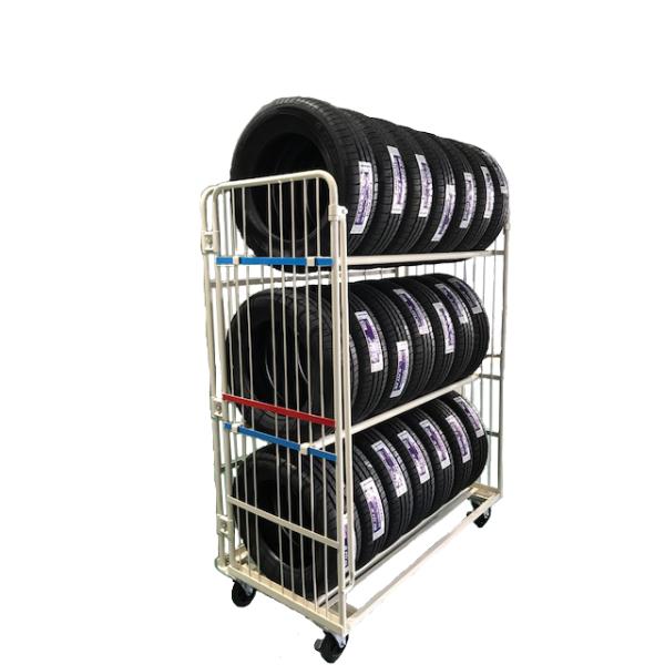 W1420×D705×H1830mm キャスター付きタイヤ用ラック『タイヤカーゴ