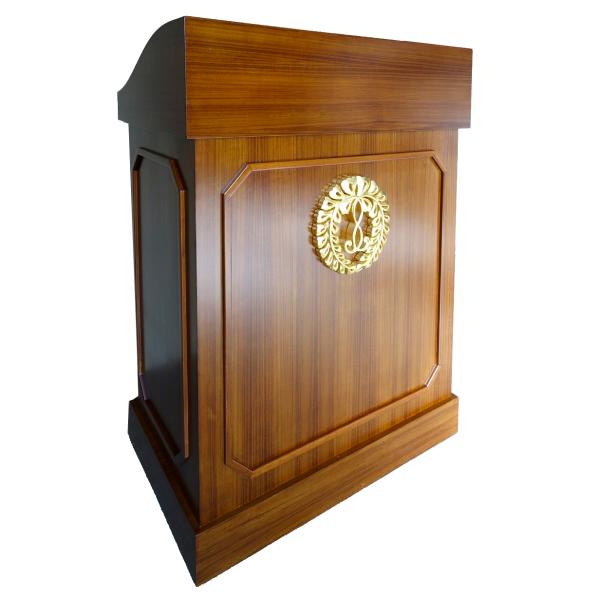寺院仏具 演台 花梨突板材 幅75cm R-75＋PC定紋 下り藤 7寸付き