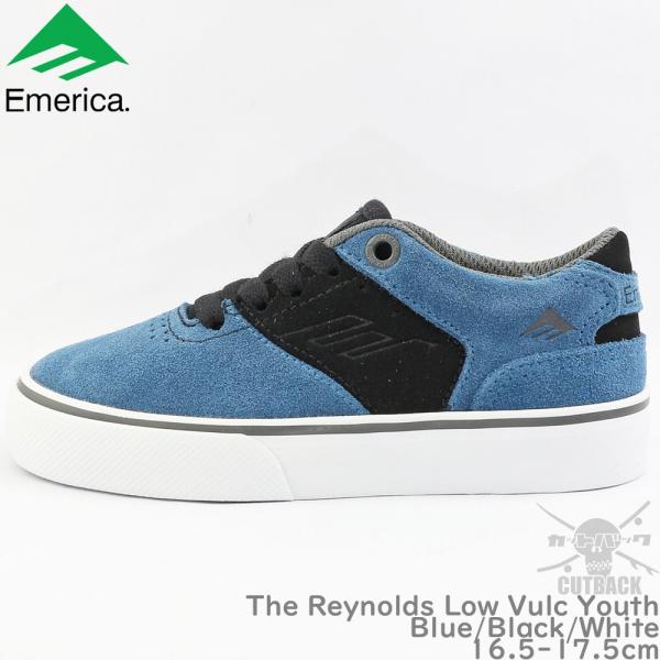 スケートボード シューズ スニーカー 靴 Emerica エメリカ The Reynolds Low 発売モデル スケシュー Vulc レイノルズ スケボー Youth キッズ 子供 ブルー