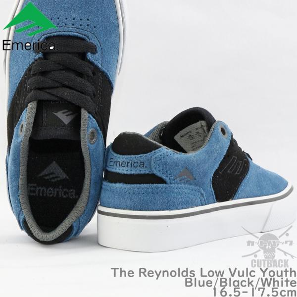 スケートボード トラスト シューズ スニーカー 靴 Emerica エメリカ The Reynolds Low Youth レイノルズ 子供 スケシュー キッズ ブルー Vulc スケボー