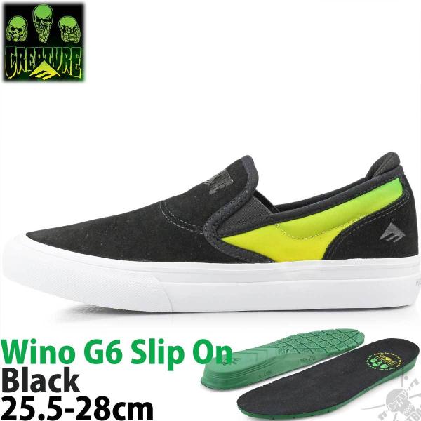 XP{[ V[Y GJ N[`[ 26.5-28cm Emerica Creature Wino G6 Slip-On Black EBm XP[g{[h Xj[J[ Xb| C XPV[ X