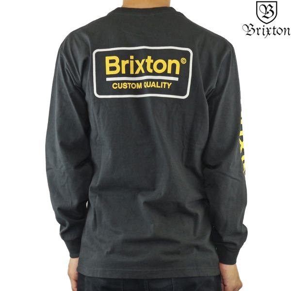 Brixton ブリクストン ロンt 長袖 Palmer 全国一律送料無料 Sv Standard Fit L ブランド イエロー Tee ウォッシュブラック スケートボード S パルマー ストリートウェア