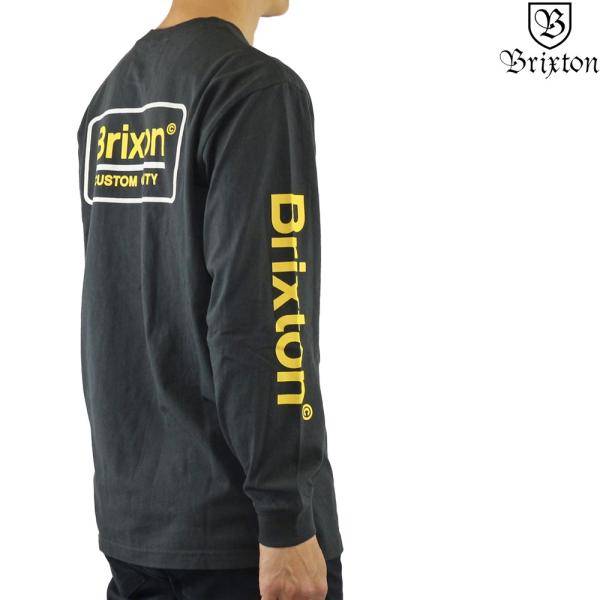 Brixton ブリクストン ロンt 長袖 Palmer 全国一律送料無料 Sv Standard Fit L ブランド イエロー Tee ウォッシュブラック スケートボード S パルマー ストリートウェア