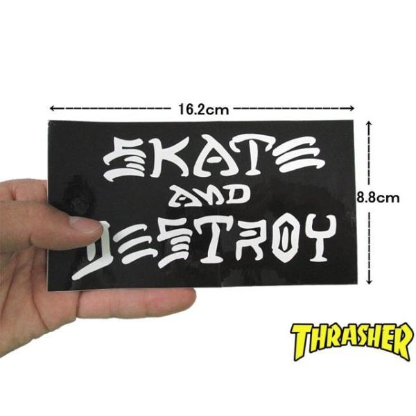 Thrasher スラッシャー Skate And Destroy ステッカー スケートアンドデストロイ スケートボード ラージ 縦8 8cm 横16 2cm ついに入荷 Sk8 スケボー