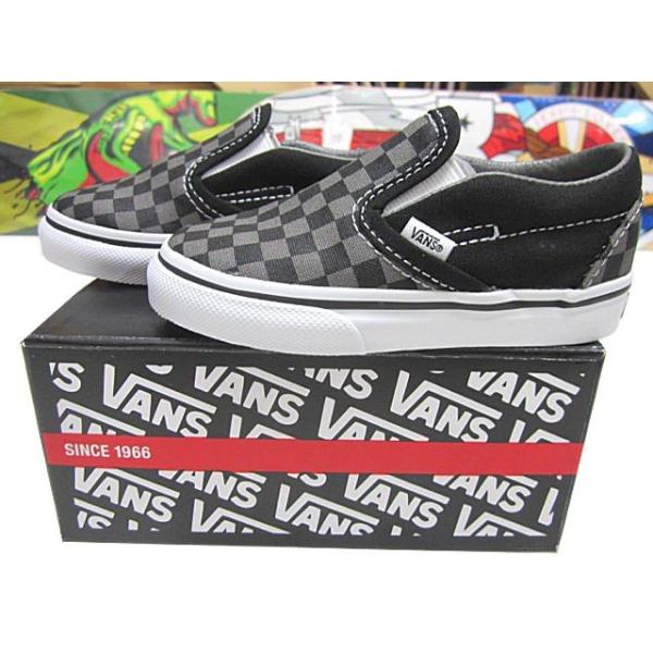 Vans バンズ Kidsclassicslipon Black Pewter Checkerboard 14 17cm スケートボード スケボー クラシック スリッポン チェッカーボード キッズ 子供